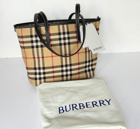 Burberry Small Zip Closure Tote Bag Archive Beige IP Check 8112056 IT NWT $1395