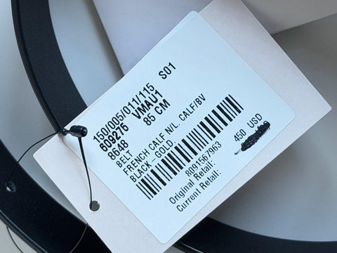 Bottega Veneta Triangle Calf Leather Black Belt 34/85 609275 Made in IT NWT $450