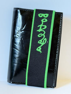 Bottega Veneta Calfskin Leather Black/Parakeet Flap Card Case 701270 IT NWT $390