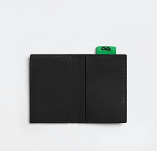 Bottega Veneta Calfskin Leather Black/Parakeet Flap Card Case 701270 IT NWT $390