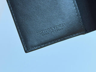 Bottega Veneta Calfskin Leather Black/Parakeet Flap Card Case 701270 IT NWT $390