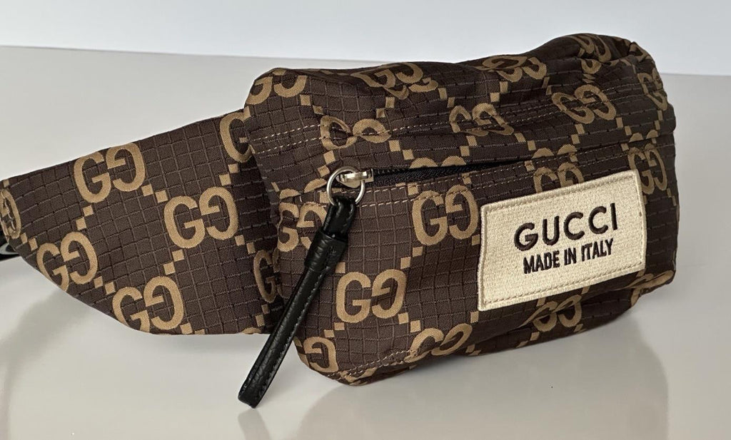 Gucci Maxi GG Logo Brown Nylon Belt Bag 80/32 767934 Italy NWT