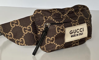 Gucci Maxi GG Logo Brown Nylon Belt Bag 80/32 767934 Italy NWT