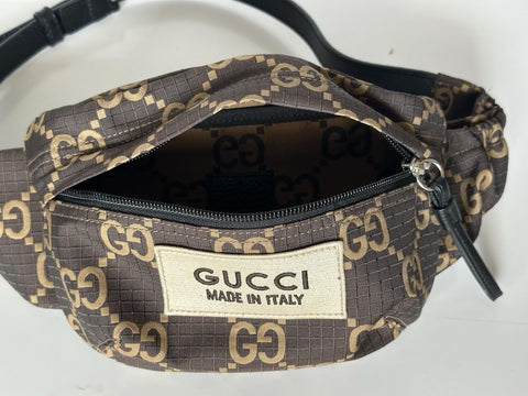 Gucci Maxi GG Logo Brown Nylon Belt Bag 80/32 767934 Italy NWT
