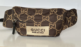 Gucci Maxi GG Logo Brown Nylon Belt Bag 80/32 767934 Italy NWT