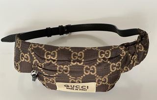 Gucci Maxi GG Logo Brown Nylon Belt Bag 80/32 767934 Italy NWT