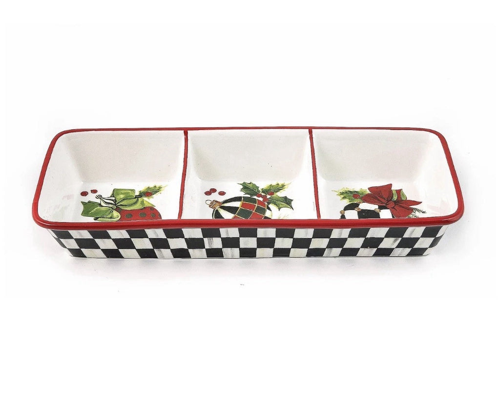 MacKENZIE CHILDS DECK THE HALLS TRIO DIP TRAY BNIB