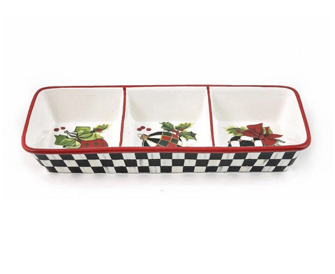 MacKENZIE CHILDS DECK THE HALLS TRIO DIP TRAY BNIB