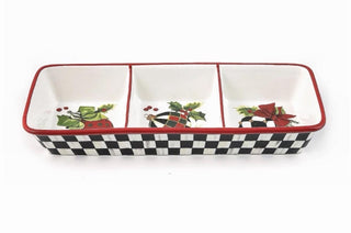 MacKENZIE CHILDS DECK THE HALLS TRIO DIP TRAY BNIB