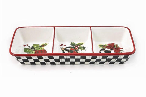 MacKENZIE CHILDS DECK THE HALLS TRIO DIP TRAY BNIB