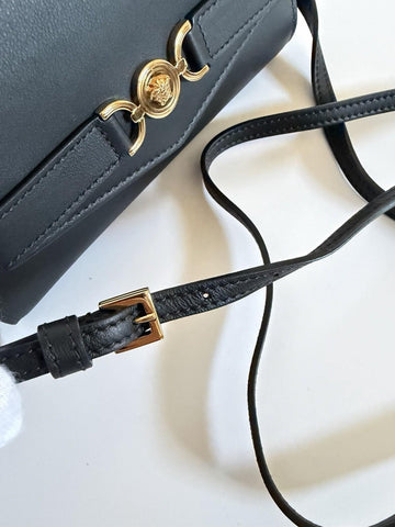 Versace Medusa Calf Leather Black Convertable Mini Shoulder Bag 1014319 IT NWT