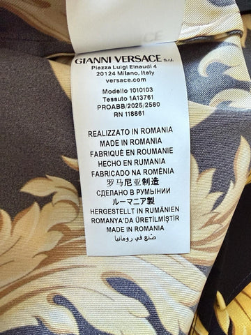 Versace Baroque Short Sleeve Shirt Black & Gold L (50 Euro) 1010103 NWT $1400