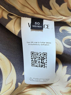 Versace Baroque Short Sleeve Shirt Black & Gold L (50 Euro) 1010103 NWT $1400