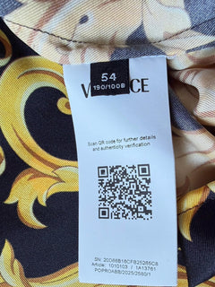 Versace Baroque Short Sleeve Shirt Black & Gold 2XL (54 Euro) 1010103 NWT $1400