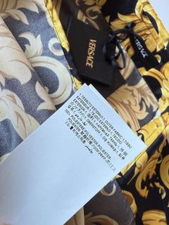 Versace Baroque Short Sleeve Shirt Black & Gold 3XL (56 Euro) 1010103 NWT $1400