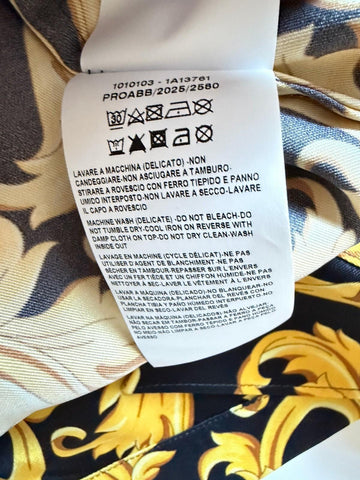 Versace Baroque Short Sleeve Shirt Black & Gold 3XL (56 Euro) 1010103 NWT $1400
