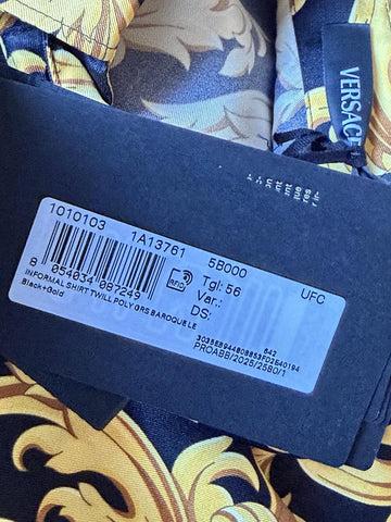 Versace Baroque Short Sleeve Shirt Black & Gold 3XL (56 Euro) 1010103 NWT $1400