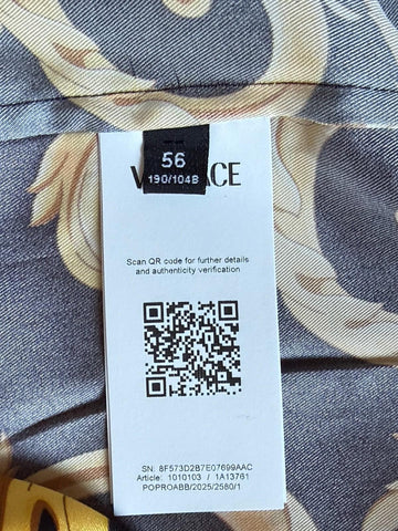 Versace Baroque Short Sleeve Shirt Black & Gold 3XL (56 Euro) 1010103 NWT $1400