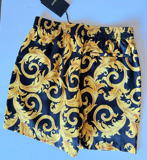 Versace Baroque Men's Black & Gold Shorts  48 Euro (30”) 1010119 NWT $1200