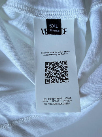 Versace Leafy Print Cotton Jersey T-Shirt White & Gold 5XL 1021353 Italy NWT