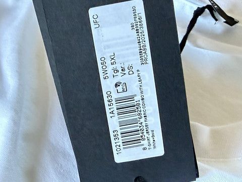 Versace Leafy Print Cotton Jersey T-Shirt White & Gold 5XL 1021353 Italy NWT