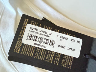 Versace Leafy Print Cotton Jersey T-Shirt White & Gold 3XL 1021353 Italy NWT