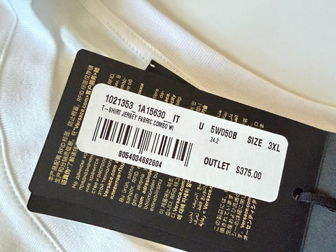 Versace Leafy Print Cotton Jersey T-Shirt White & Gold 3XL 1021353 Italy NWT