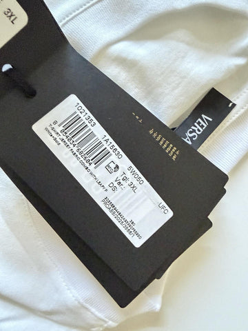 Versace Leafy Print Cotton Jersey T-Shirt White & Gold 3XL 1021353 Italy NWT