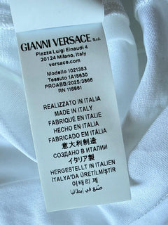 Versace Leafy Print Cotton Jersey T-Shirt White & Gold 3XL 1021353 Italy NWT