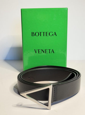 Bottega Veneta  Men's Triangle Calf Leather Black Belt 105/42 657154 IT NWT $520