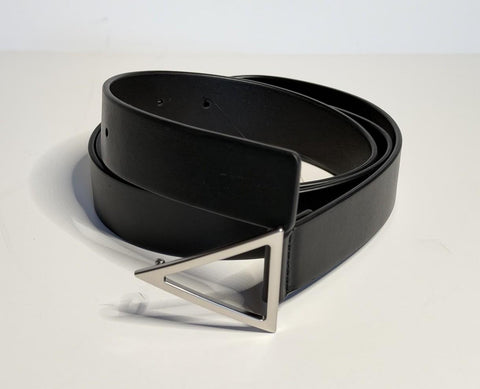 Bottega Veneta  Men's Triangle Calf Leather Black Belt 105/42 657154 IT NWT $520