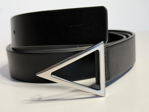 Bottega Veneta  Men's Triangle Calf Leather Black Belt 105/42 657154 IT NWT $520