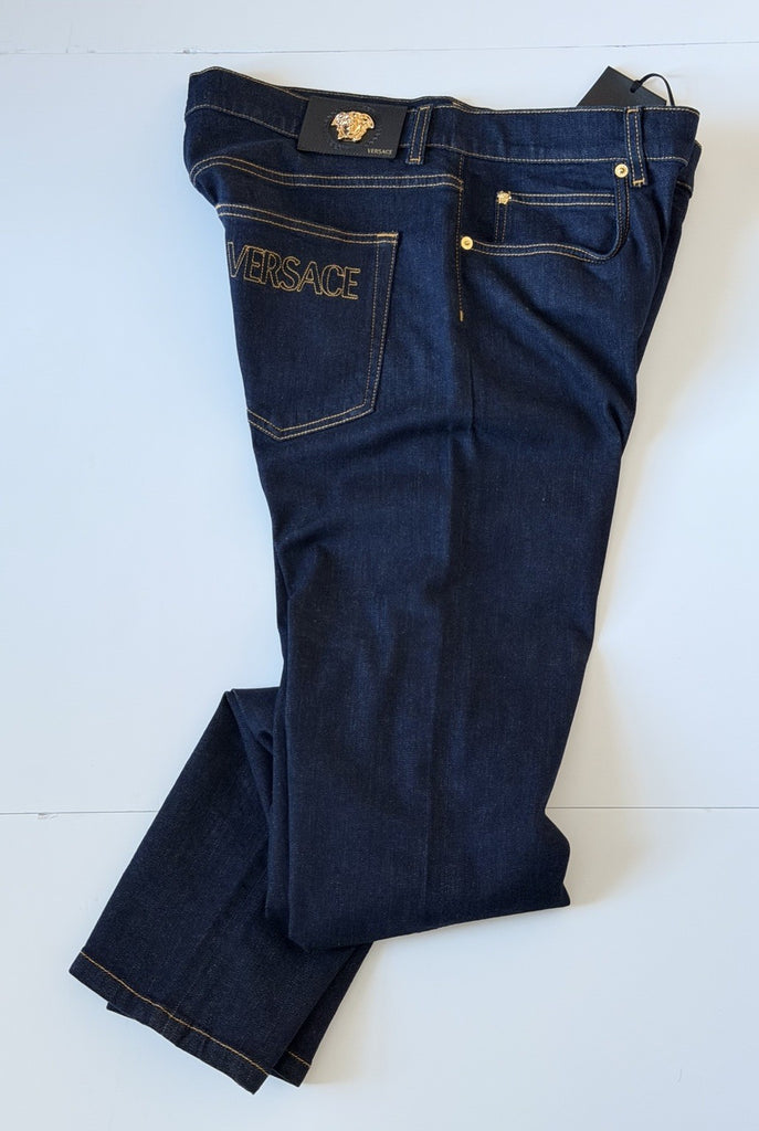Versace Men’s Dark Blue Stretch Denim Jeans Size 31 US 1011841 NWT $950