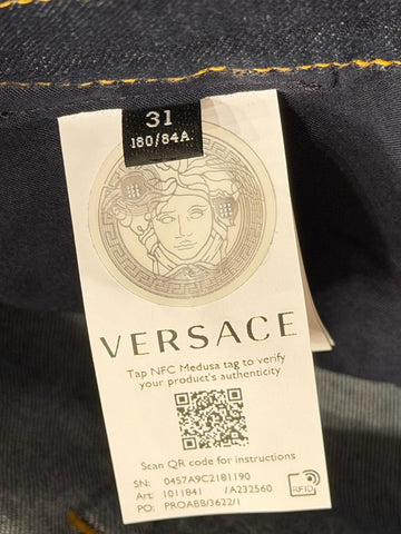 Versace Men’s Dark Blue Stretch Denim Jeans Size 31 US 1011841 NWT $950