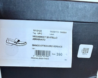 VERSACE Women’s Gold Medusa White Leather Loafers 9 US (39 Euro) 1012123 IT NIB