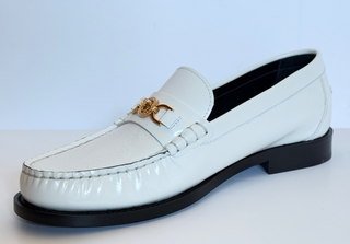 VERSACE Women’s Gold Medusa White Leather Loafers 9 US (39 Euro) 1012123 IT NIB