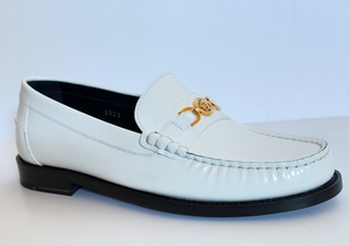 VERSACE Women’s Gold Medusa White Leather Loafers 9 US (39 Euro) 1012123 IT NIB