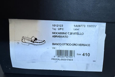 VERSACE Women’s Gold Medusa White Leather Loafers 11 US (41 Euro) 1012123 IT NIB