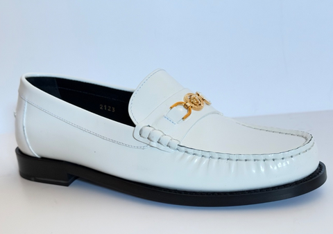 VERSACE Women’s Gold Medusa White Leather Loafers 11 US (41 Euro) 1012123 IT NIB