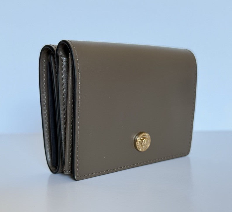 Versace Medusa Tri-fold Calf Leather Chestnut Wallet 1015569 NWT $700
