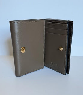 Versace Medusa Tri-fold Calf Leather Chestnut Wallet 1015569 NWT $700