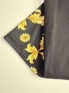 Versace Leafy Cotton Jersey T-Shirt Black/Gold XL 1021353 Made in Italy NWT