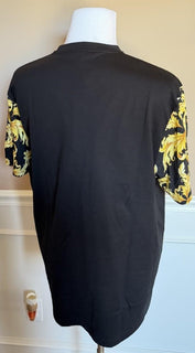 Versace Leafy Cotton Jersey T-Shirt Black/Gold XL 1021353 Made in Italy NWT