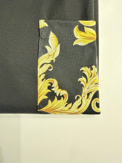 Versace Leafy Cotton Jersey T-Shirt Black/Gold XL 1021353 Made in Italy NWT