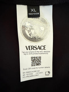 Versace Leafy Cotton Jersey T-Shirt Black/Gold XL 1021353 Made in Italy NWT