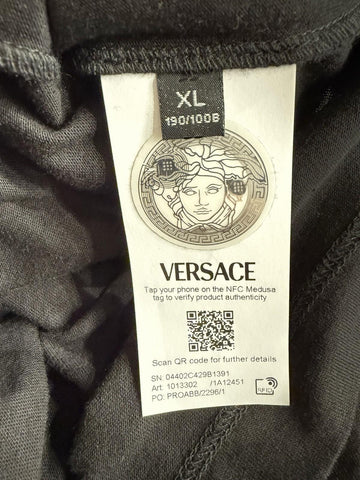Versace Compact Cotton Jersey T-Shirt Black XL 1013302 Made in Italy NWT $695