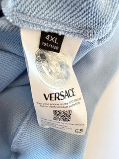 Versace Embroidered Blue Cotton Sweatshirt with Hoodie 4XL 1013979 IT NWT $1875