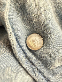 Versace Jacquard Chambray Denim Shirt Blue 44 US (54 Euro) 1007836 Italy NWT
