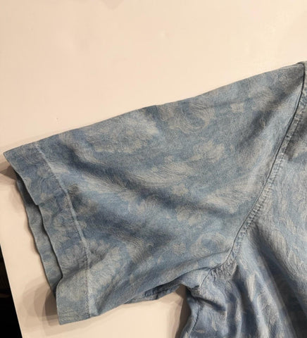 Versace Jacquard Chambray Denim Shirt Blue 44 US (54 Euro) 1007836 Italy NWT