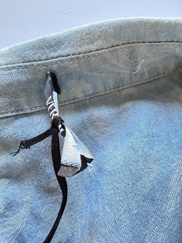 Versace Jacquard Chambray Denim Shirt Blue 44 US (54 Euro) 1007836 Italy NEW